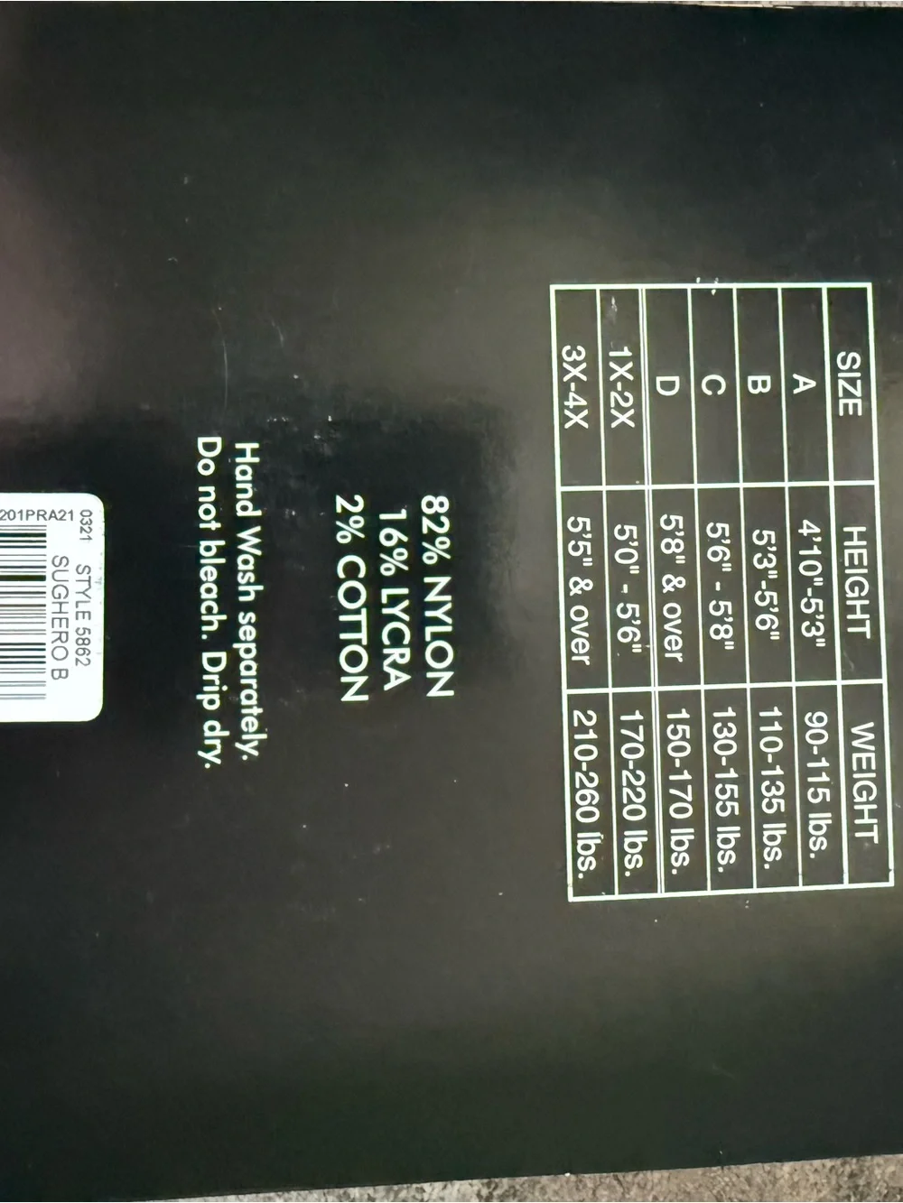 Sireco Comfort Support Pantyhose 5862 Size B Sughero Control Top – 5 Pair NEW